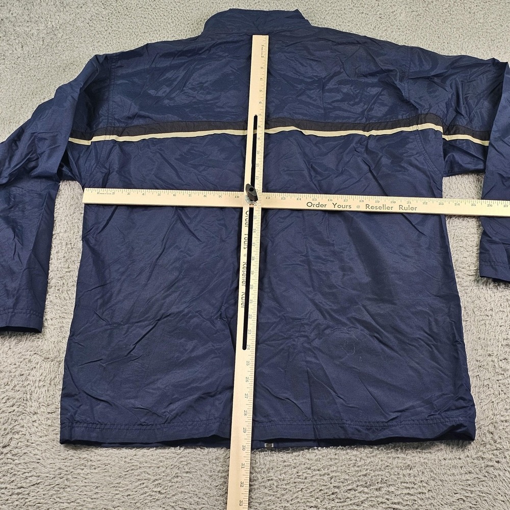 Nike Jacket Mens Large Navy Blue Windbreaker Full Zip Lined Stripe Swoosh Track - Picture 10 of 13